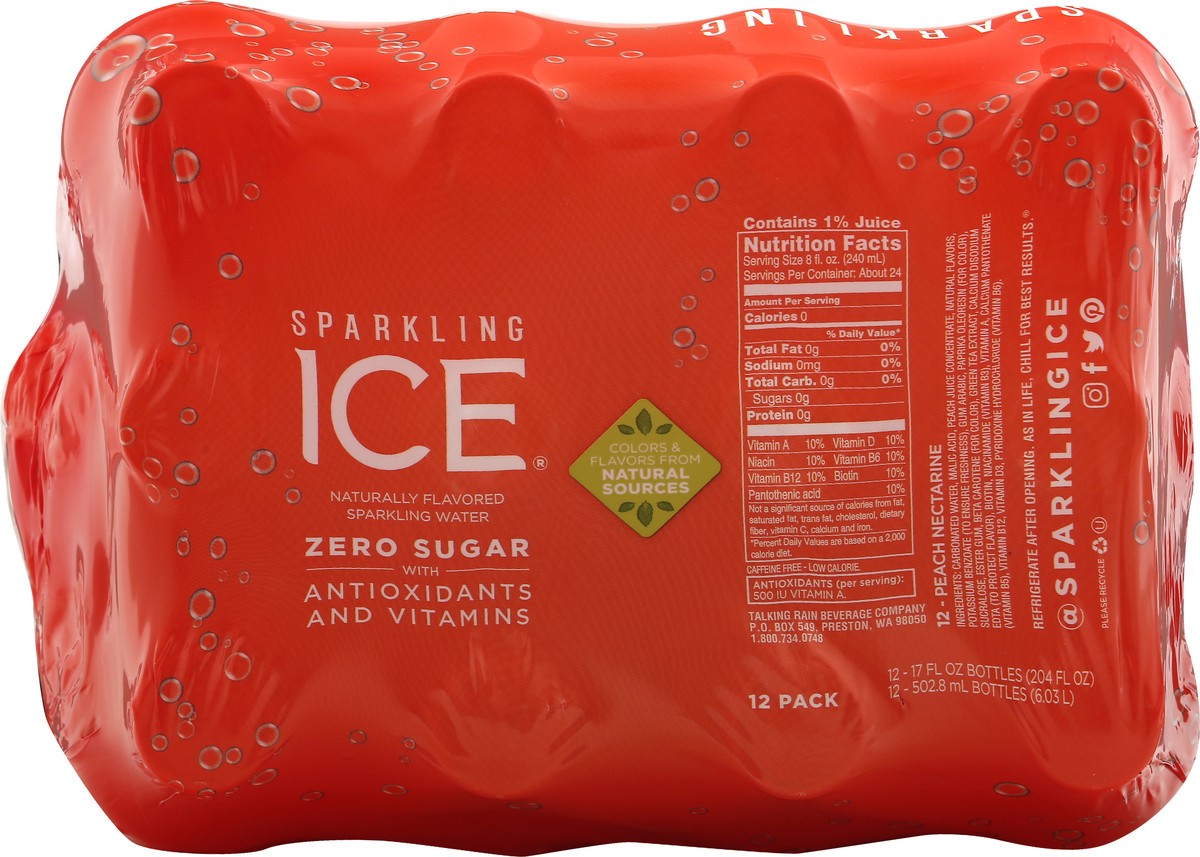 slide 3 of 10, Sparkling ICE Peach Nectarine, 17 Fl Oz Bottle Branded (Pack of 12), 204 fl oz