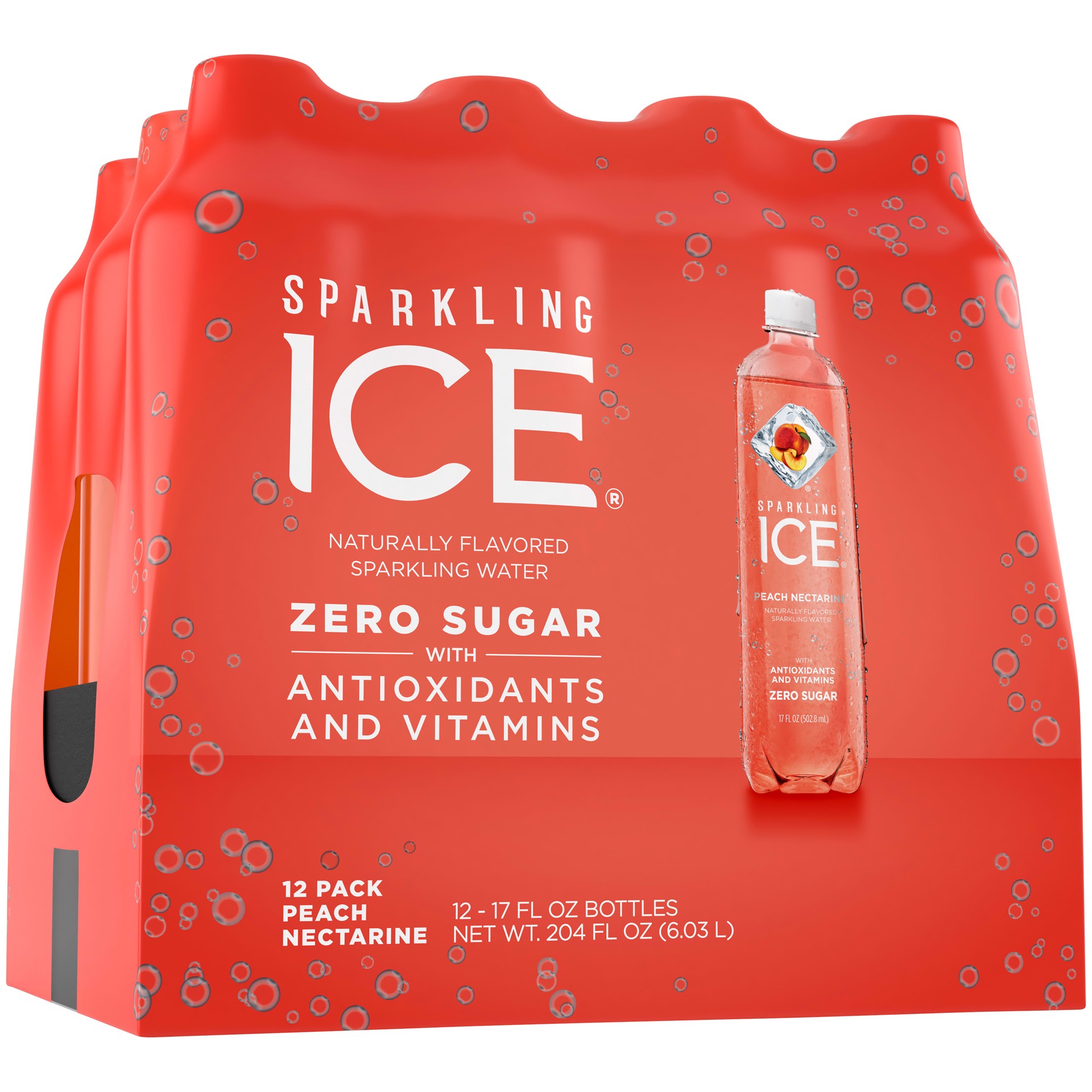 slide 1 of 10, Sparkling ICE Peach Nectarine, 17 Fl Oz Bottle Branded (Pack of 12), 204 fl oz