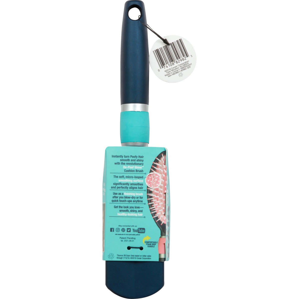 slide 5 of 6, Conair Quick Smooth De-Poof Shine Cushion Hair Brush, 1 ct