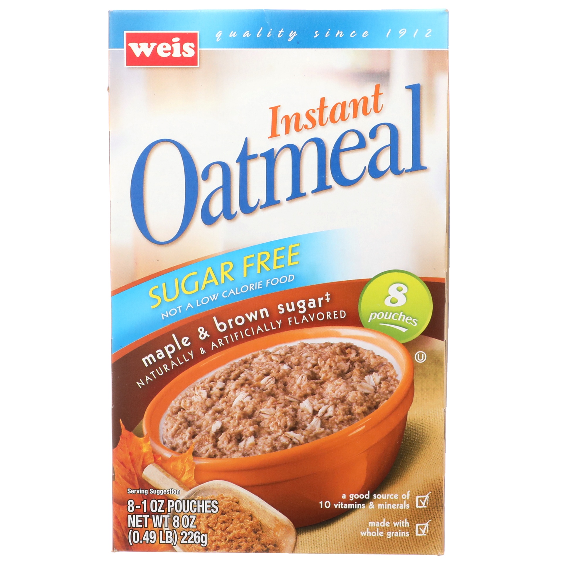 slide 1 of 6, Weis Quality Sugar Free Maple Brown Sugar Instant Oatmeal, 8 oz