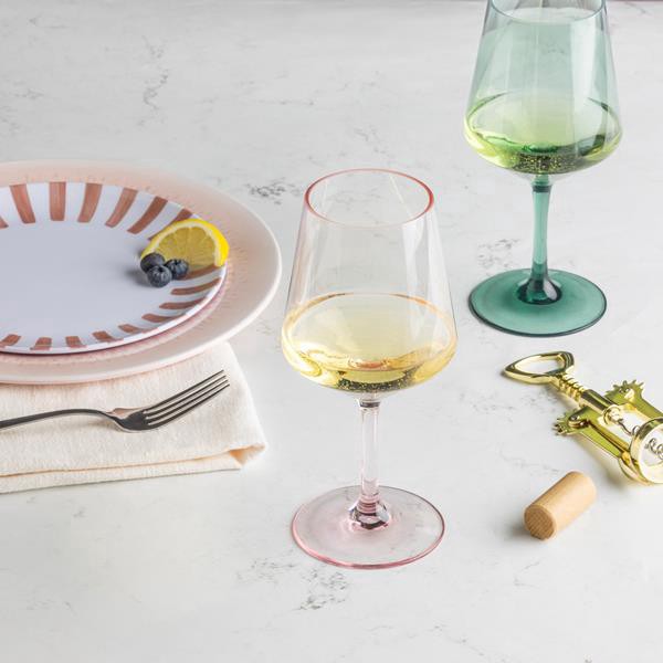 slide 1 of 1, Hy-Vee Seasons Acrylic Stemmed Wine Glass In Pink, 17oz, 1 ct