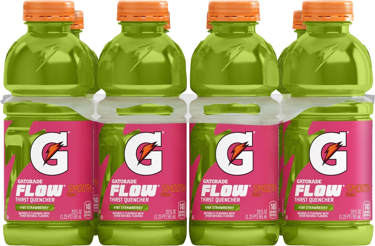 slide 2 of 2, G Flow 8 Pack Kiwi Strawberry Thirst Quencher 20 oz, 20 oz