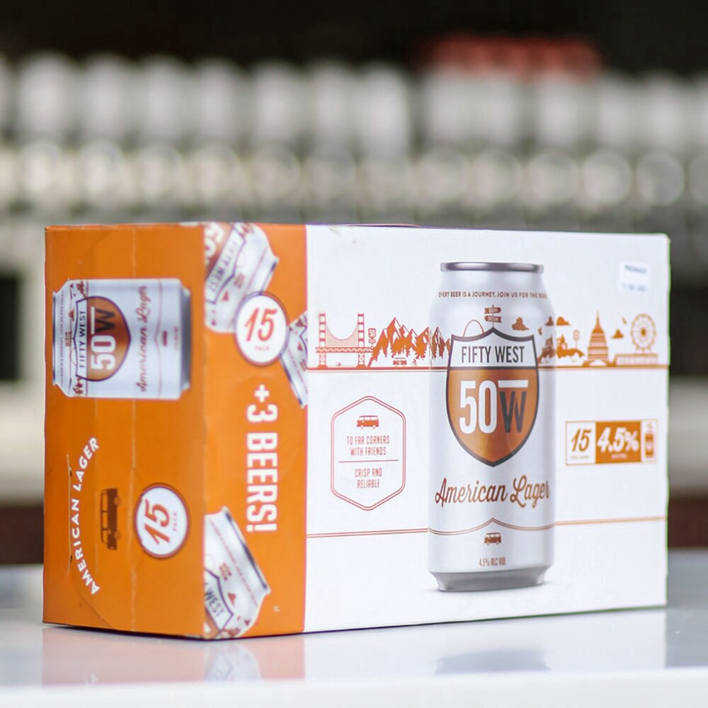 slide 4 of 4, Fifty West Brewing American Lager Beer, 12 ct / 15 fl oz
