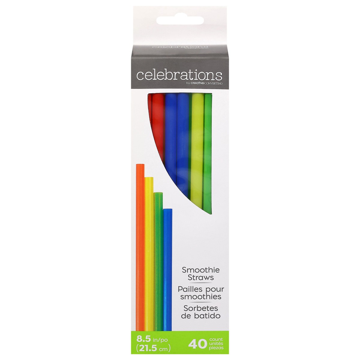 slide 4 of 12, Creative Converting Green, Blue, Yellow & Red Celebrations Smoothie Straws, 40 ct