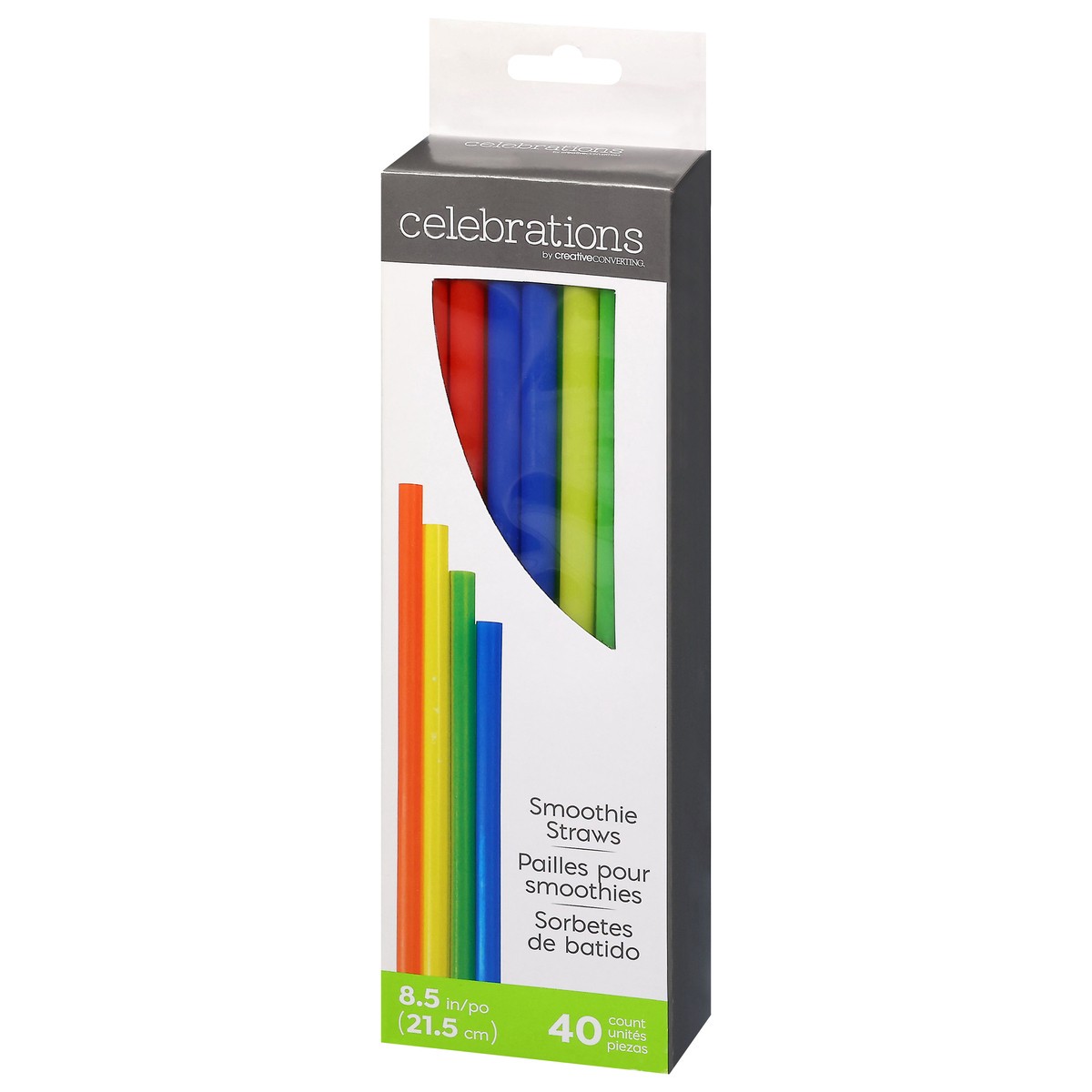 slide 8 of 12, Creative Converting Green, Blue, Yellow & Red Celebrations Smoothie Straws, 40 ct