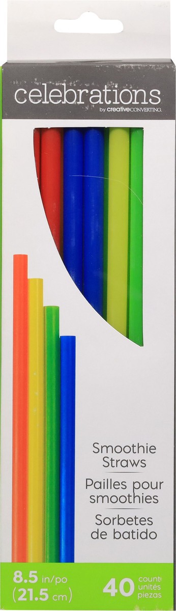 slide 7 of 12, Creative Converting Green, Blue, Yellow & Red Celebrations Smoothie Straws, 40 ct