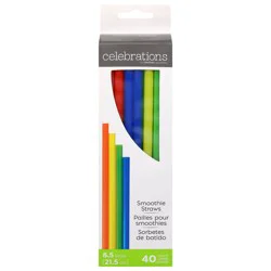 Creative Converting Green, Blue, Yellow & Red Celebrations Smoothie Straws