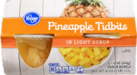 slide 1 of 1, Kroger Fruit Snack Bowls - Pineapple Tidbits in Light Syrup, 4 ct; 4 oz