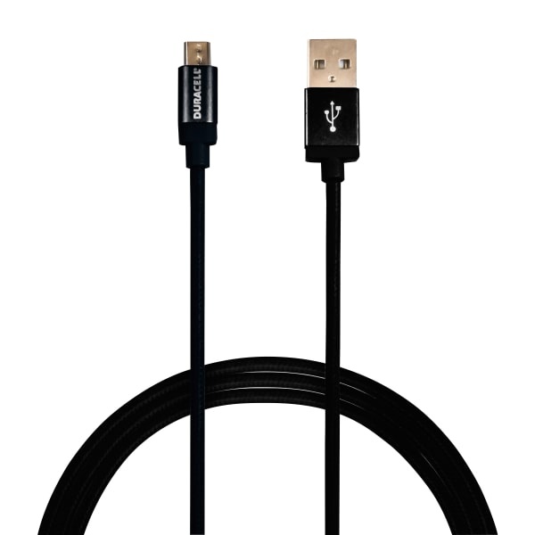 slide 1 of 1, Duracell Sync & Charge Cable, Micro Usb, 6', Black, Le2288, 1 ct