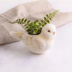 Bird Planter Gold & White