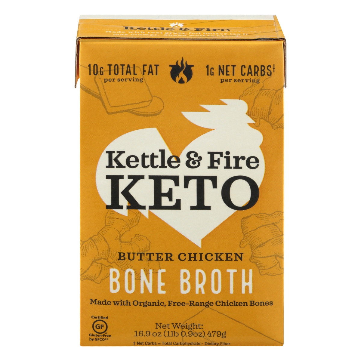 slide 1 of 1, Kettle & Fire Keto Butter Chicken Bone Broth 16.9 oz, 16.9 fl oz