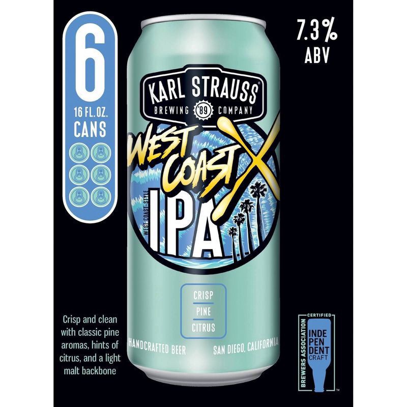 slide 2 of 3, Karl Strauss Brewing Company West Coast IPA Tower X Beer 6 - 12 oz Cans, 6 ct
