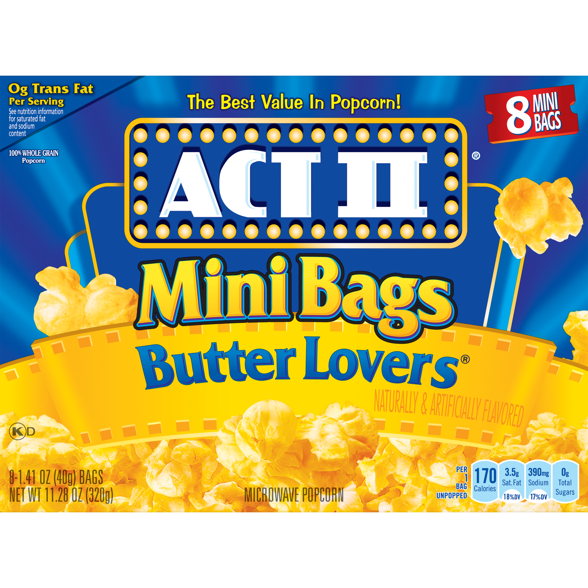 slide 2 of 2, ACT II Butter Lovers Mini Bags Microwave Popcorn 8 - 1.41 oz Bags, 8 ct