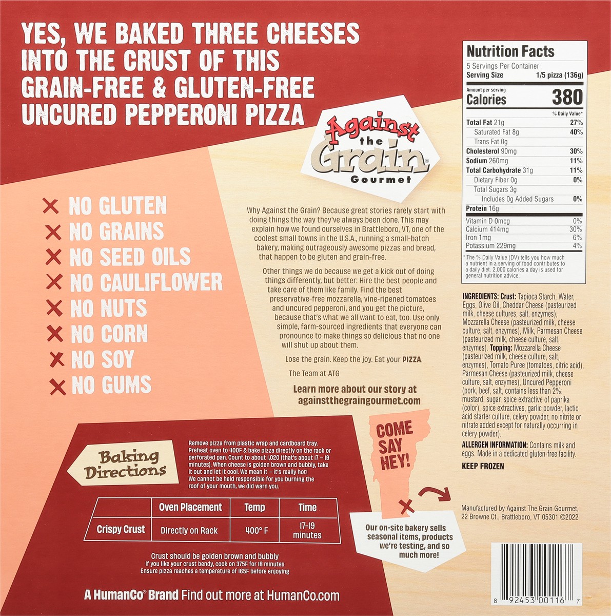 slide 5 of 9, Against The Grain Gluten Free Pizza Pepperoni, 24 oz