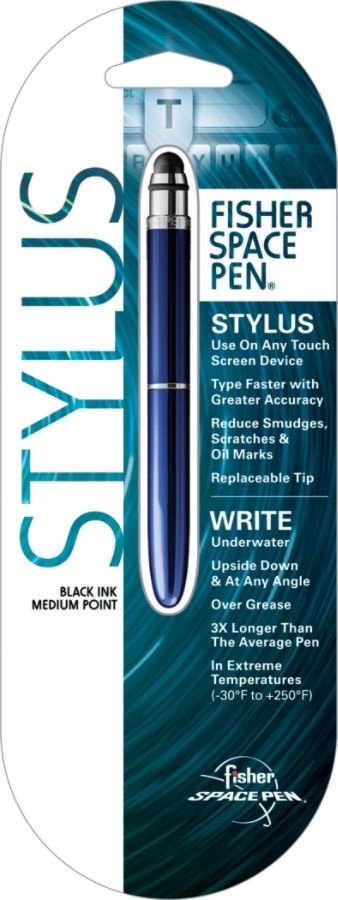 slide 2 of 6, Fisher Bullet Touch Stylus And Space Pen Combo, Bold Point, 1.0 Mm, Chrome Barrel, Black Ink, 1 ct