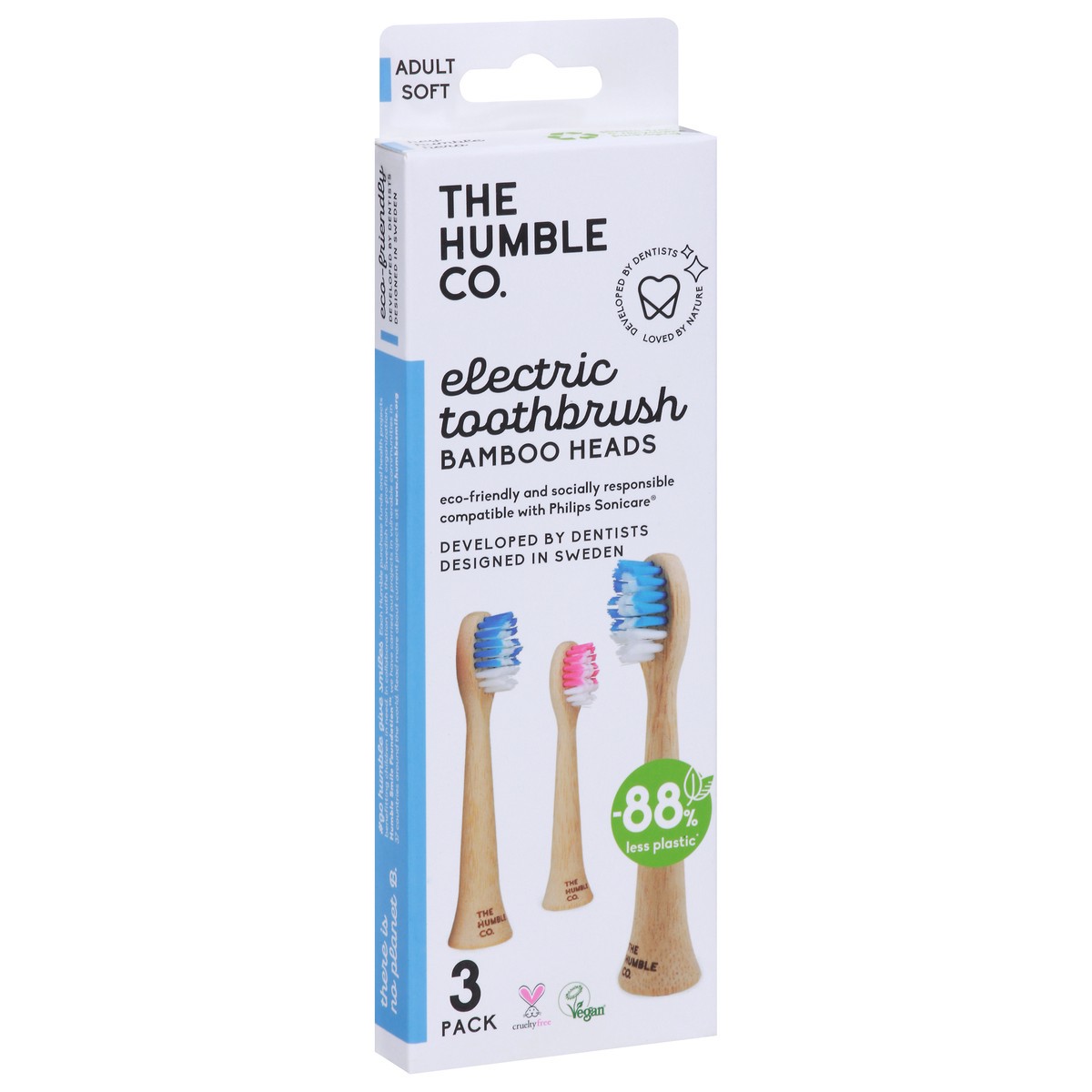 slide 11 of 12, The Humble Co. 3 Pack Soft Adult Bamboo Electric Toothbrush Heads 3 ea, 3 ct