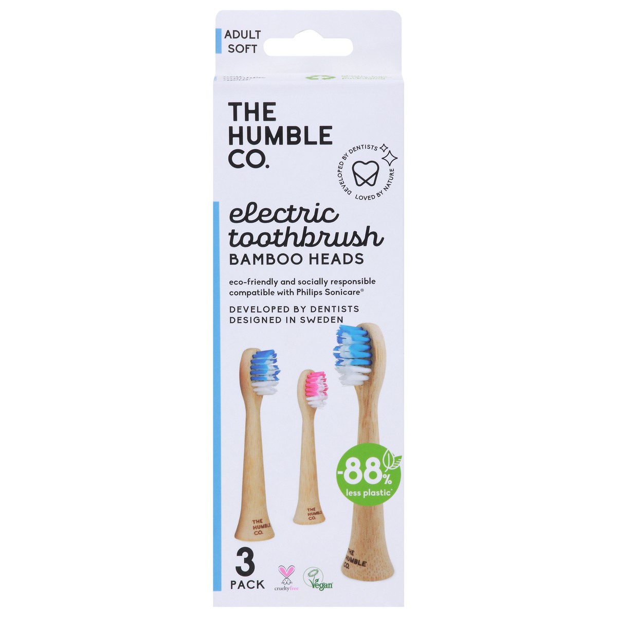 slide 4 of 12, The Humble Co. 3 Pack Soft Adult Bamboo Electric Toothbrush Heads 3 ea, 3 ct