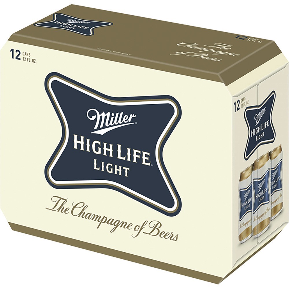 slide 1 of 1, Miller High Life Light Beer, 12 ct; 12 oz