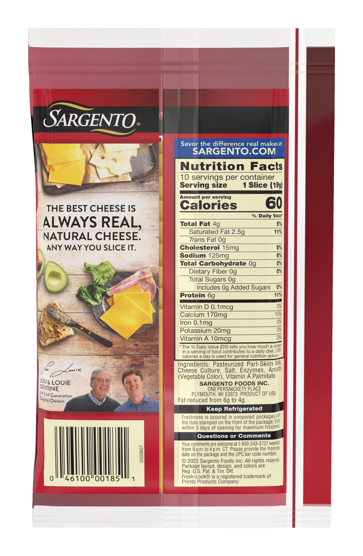 slide 4 of 4, Sargento Sliced Reduced Fat Medium Natural Cheddar Cheese, 10 Slices, 10 ct