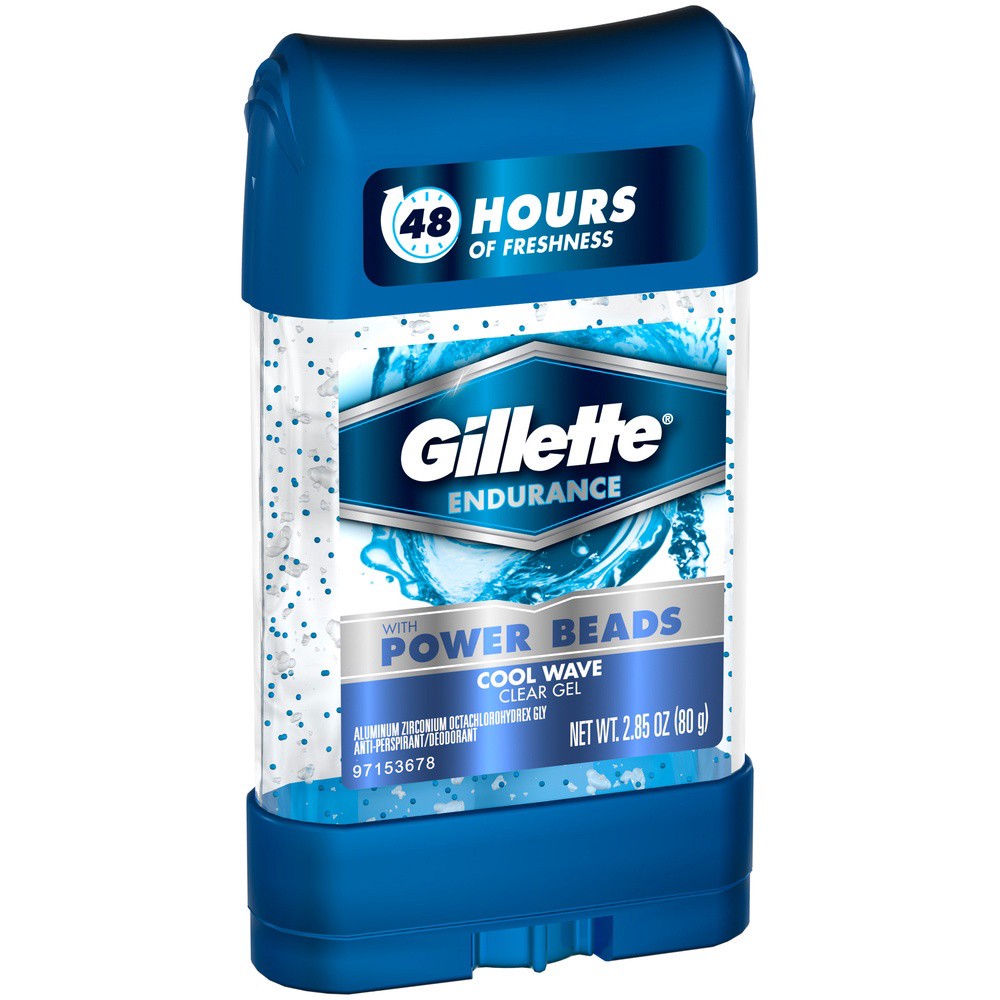 slide 3 of 5, Gillette Endurance Cool Wave Clear Gel With Power Beads Anti-Perspirant/Deodorant, 2.85 oz