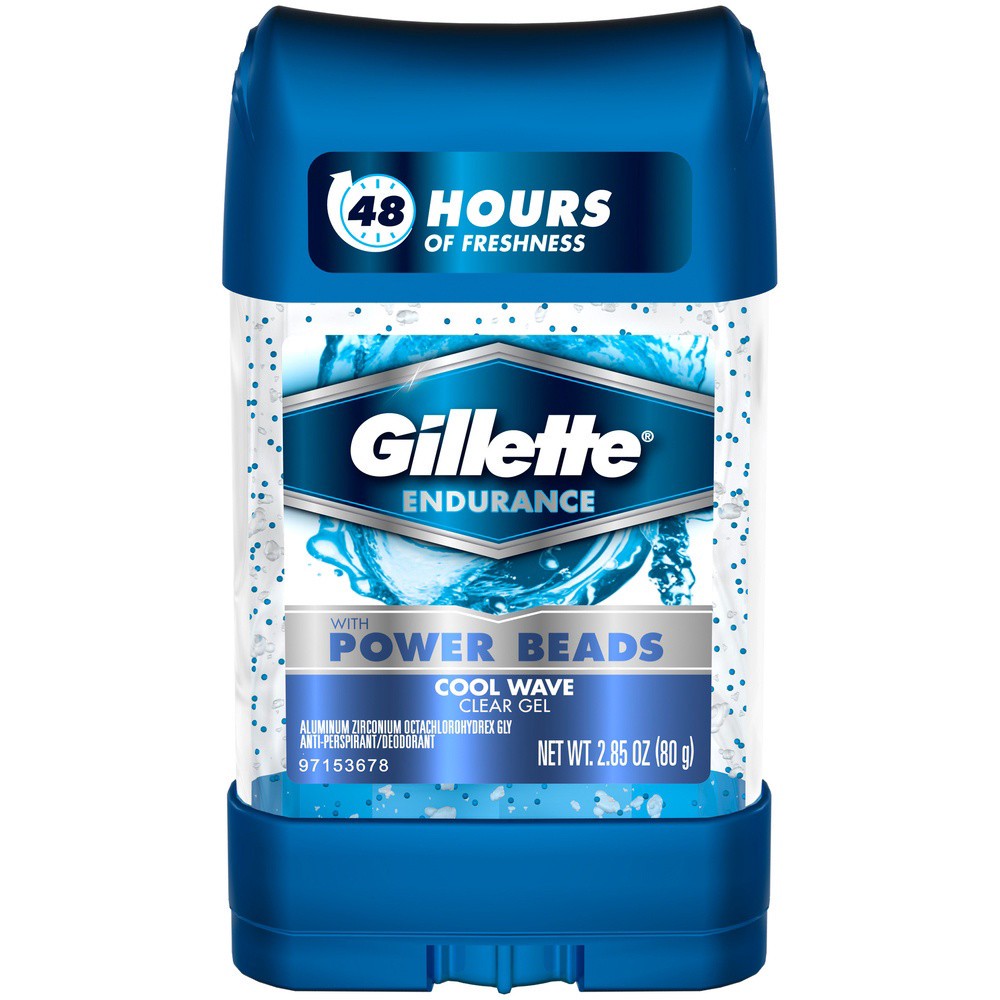 slide 4 of 5, Gillette Endurance Cool Wave Clear Gel With Power Beads Anti-Perspirant/Deodorant, 2.85 oz