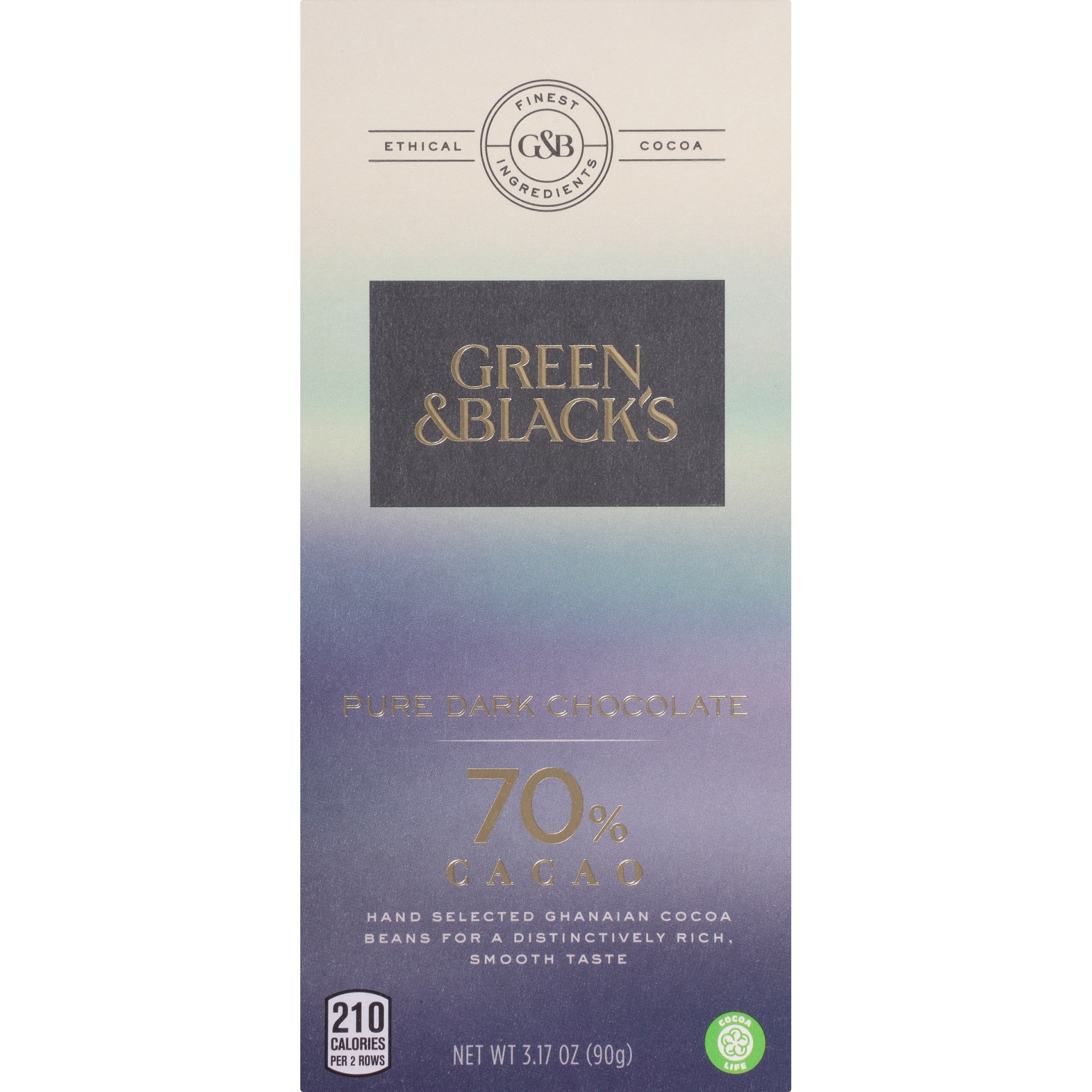 slide 1 of 5, Green & Black's 70% Cacao Pure Dark Chocolate, 3.17 oz