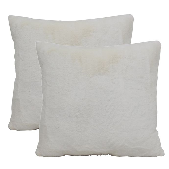 slide 1 of 1, Wamsutta Faux Fur Square Throw Pillows - Coconut Milk, 2 ct