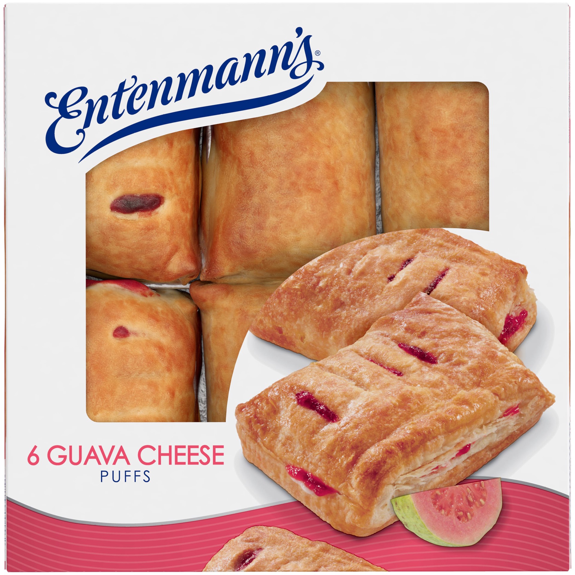 slide 1 of 5, Entenmann's Guava Cheese Puffs, 6 count, Pastries, 17 oz Box, 6 ct