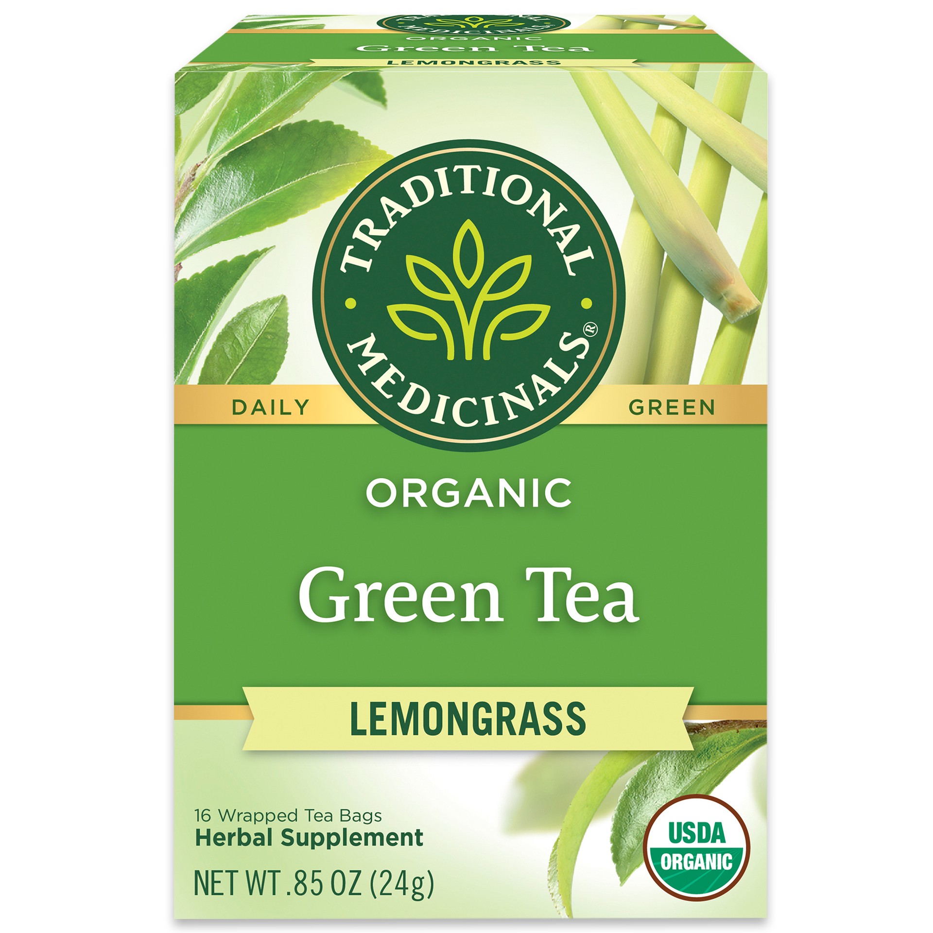 slide 1 of 9, Traditional Medicinals Organic Green Tea Lemongrass, 16 ct