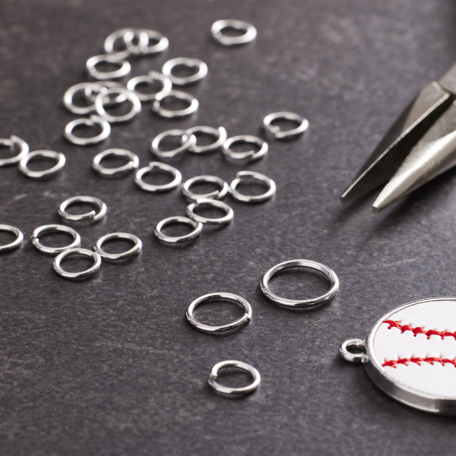 slide 3 of 3, Rhodium Jump Rings By Creatology, 6 mm, 8 mm, and 10 mm jump ring sizes