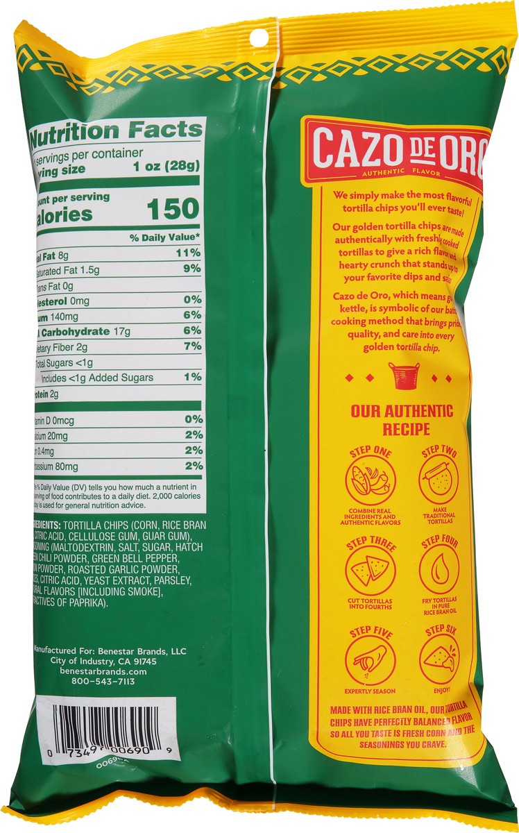 slide 11 of 14, Cazo de Oro Kettle Style Fire Roasted Hatch Chile Corn Tortilla Chips 11 oz, 11 oz