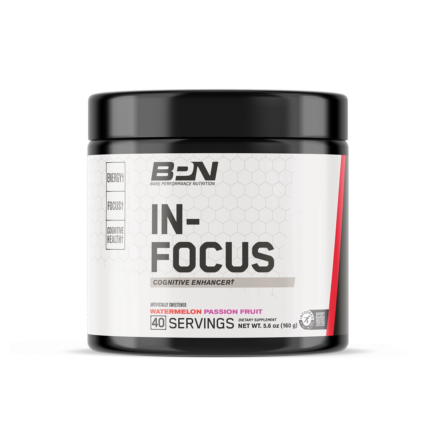 slide 1 of 1, Bare Performance Nutrition In-Focus Cognitive Enhancer - Watermelon Passion Fruit, 5.6 oz