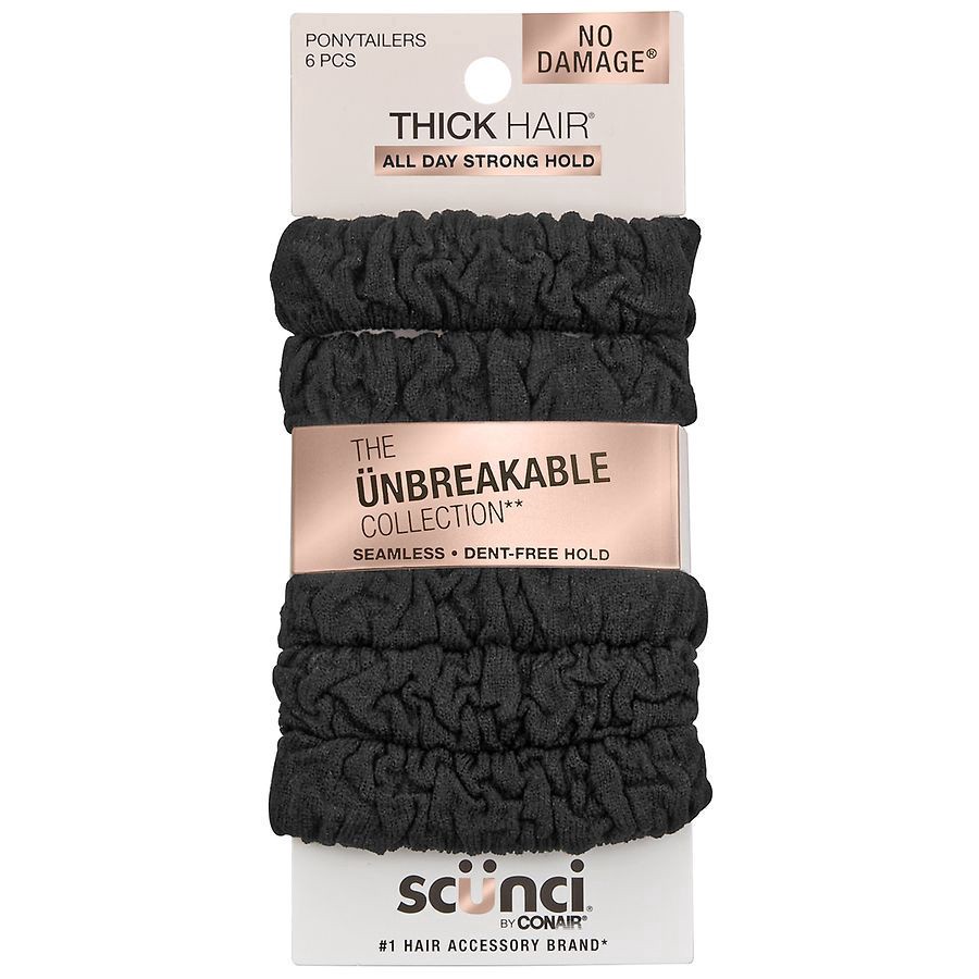 slide 1 of 4, scünci Thick Hair Ponytailers 6 ea, 6 ct