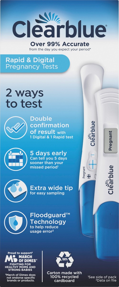 slide 2 of 5, Clearblue Combo Digital and Rapid Pregnancy Test, 2 ct