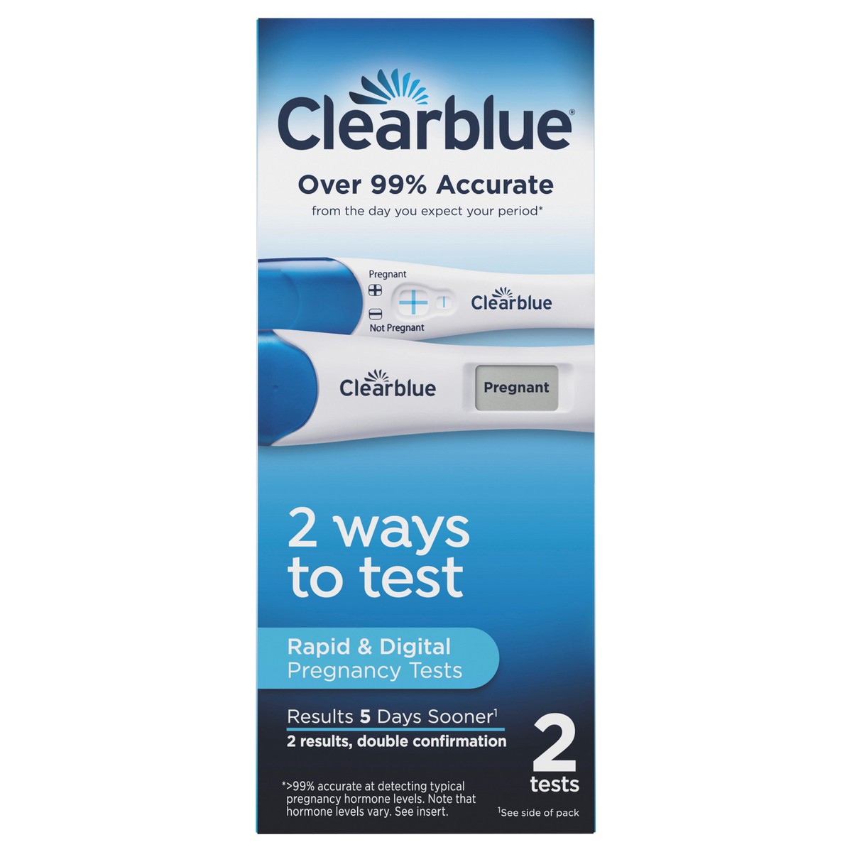 slide 1 of 5, Clearblue Pregnancy Test Combo Pack, 2ct - Digital with Smart Countdown & Rapid Detection, 2 ct