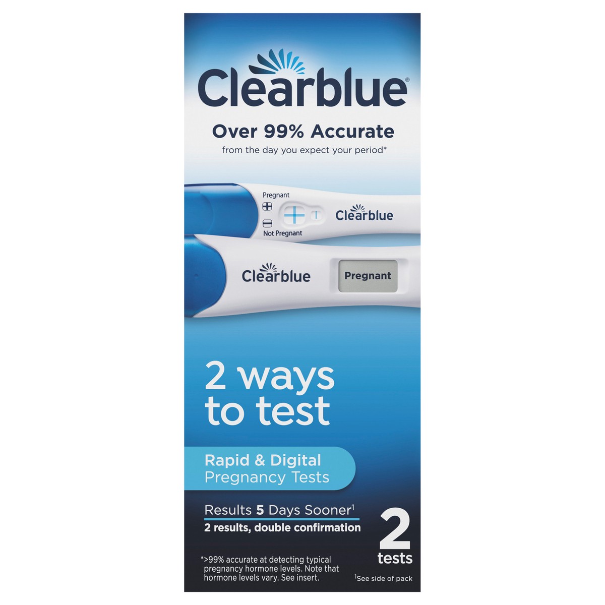 slide 1 of 5, Clearblue Combo Digital and Rapid Pregnancy Test, 2 ct