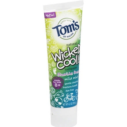 slide 1 of 1, Tom's of Maine Wicked Cool! Fluoride Free Mild Mint Natural Kids Toothpaste, 4.2 oz