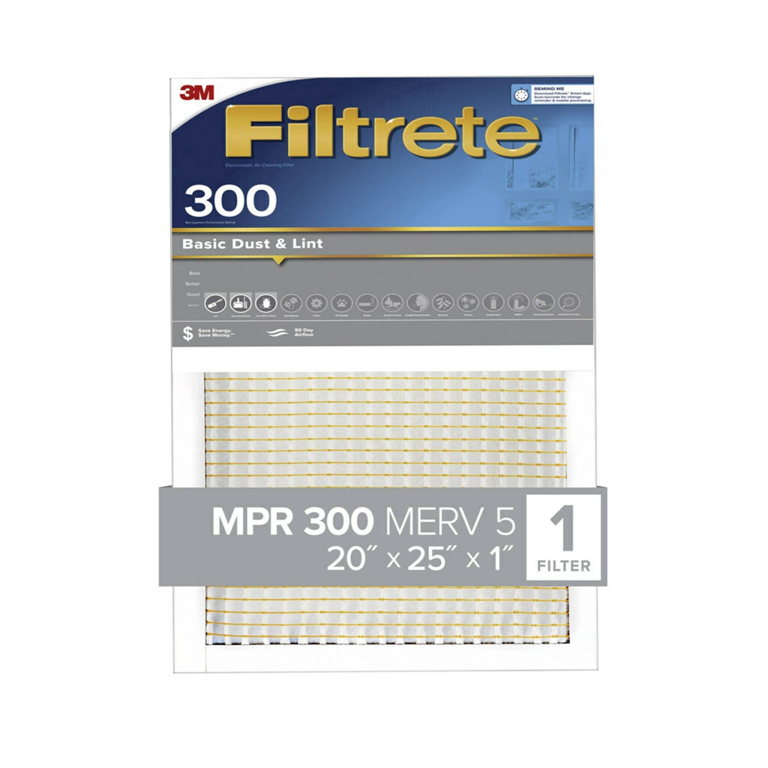 slide 6 of 23, Filtrete Dust Reduction Electrostatic Air Cleaning Filter 1 ea, 20 in x 25 in