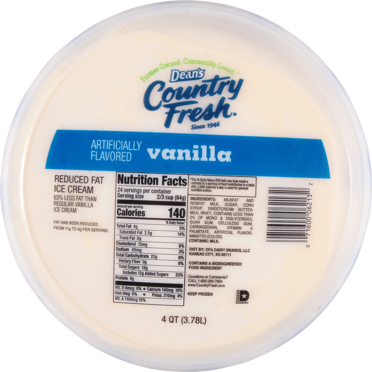 slide 12 of 13, Country Fresh Family Size Reduced Fat Vanilla Ice Cream 4 qt, 4 qt