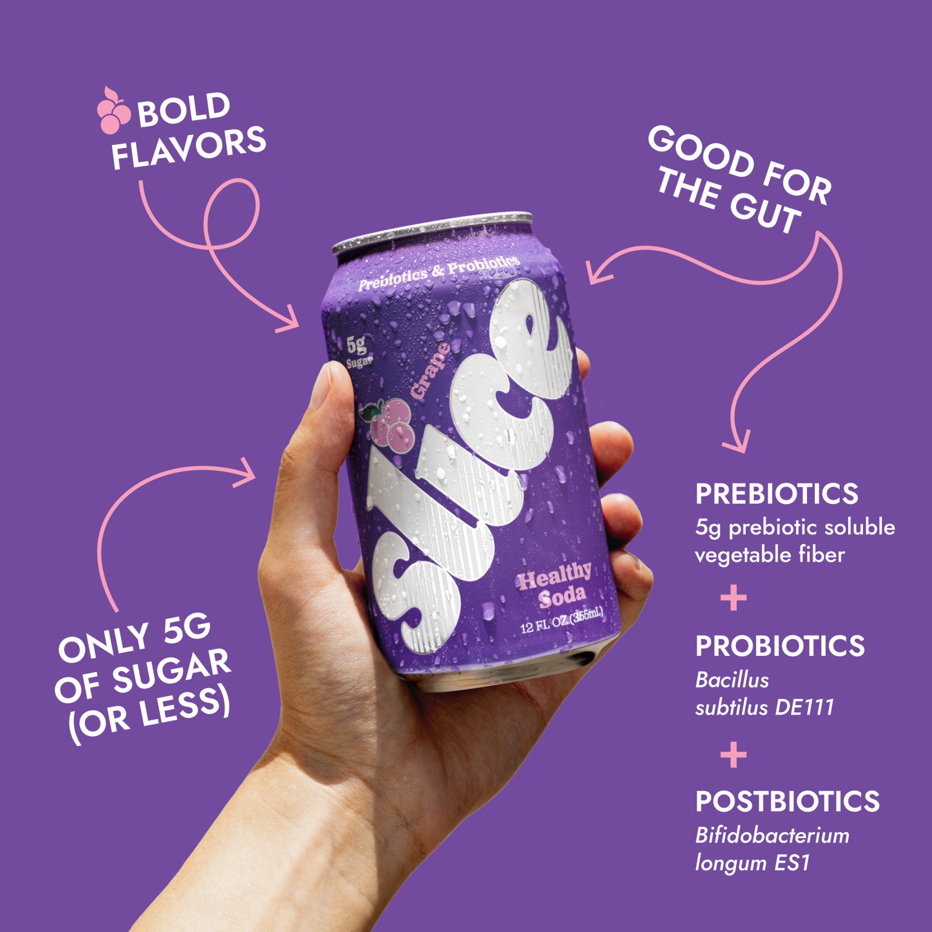 slide 4 of 8, Slice Grape Healthy Soda, 12 fl oz Cans, 4-Pack, 48 fl oz