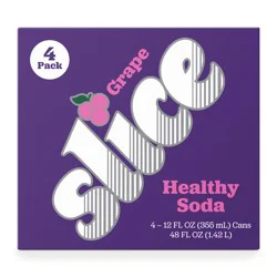 Slice Grape Healthy Soda, 12 fl oz Cans, 4-Pack