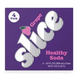 Slice Grape Healthy Soda, 12 fl oz Cans, 4-Pack