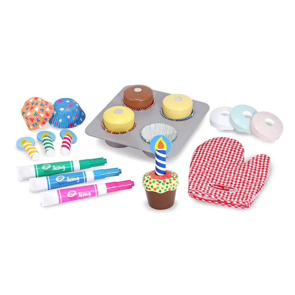 slide 2 of 3, Melissa & Doug Bake and Decorate Wooden Cupcake Play Food Set, 1 ct