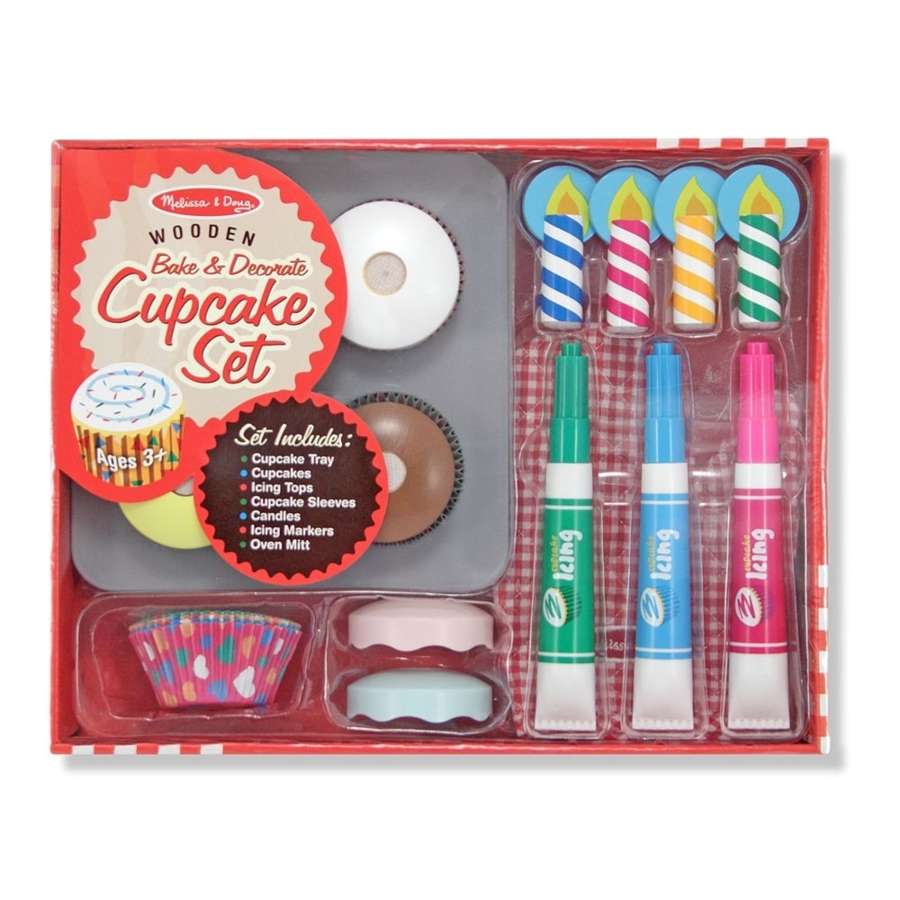 slide 1 of 1, Melissa & Doug Bake and Decorate Wooden Cupcake Play Food Set, 1 ct