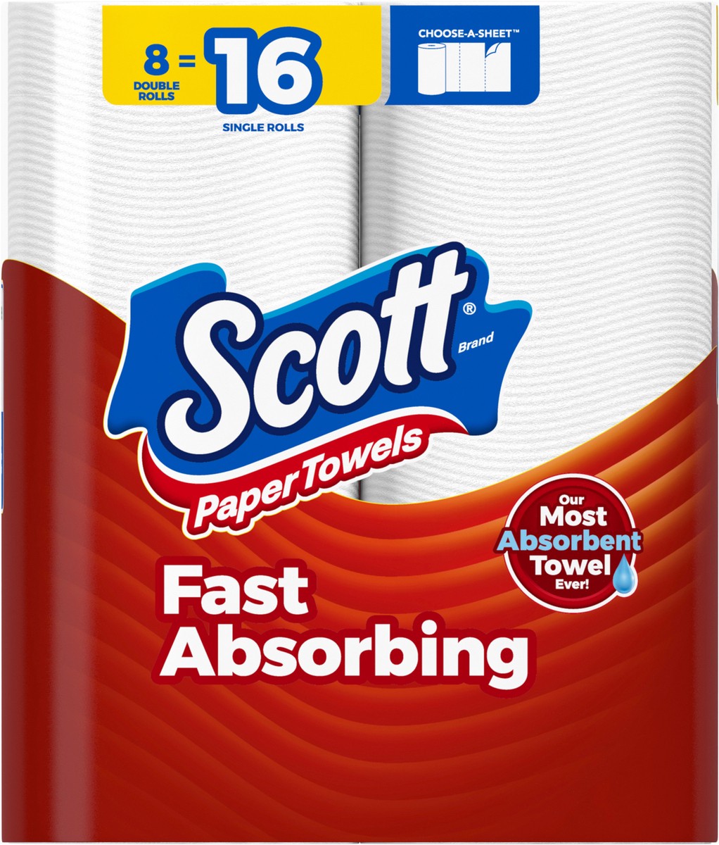 slide 11 of 11, Scott Paper Towels, Choose-A-Sheet, 8 Double Rolls = 16 Regular Rolls (100 Sheets Per Roll), 8 ct