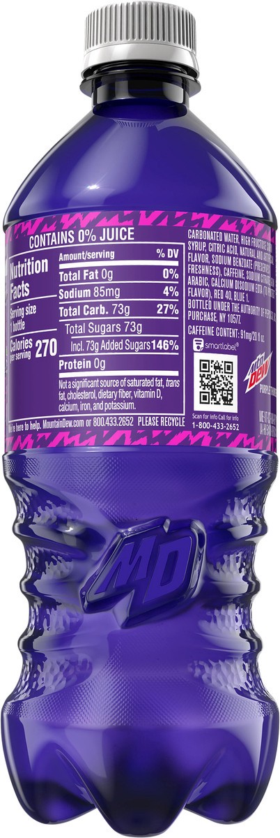 slide 4 of 6, Mountain Dew Soda, Purple Thunder, 20 fl oz