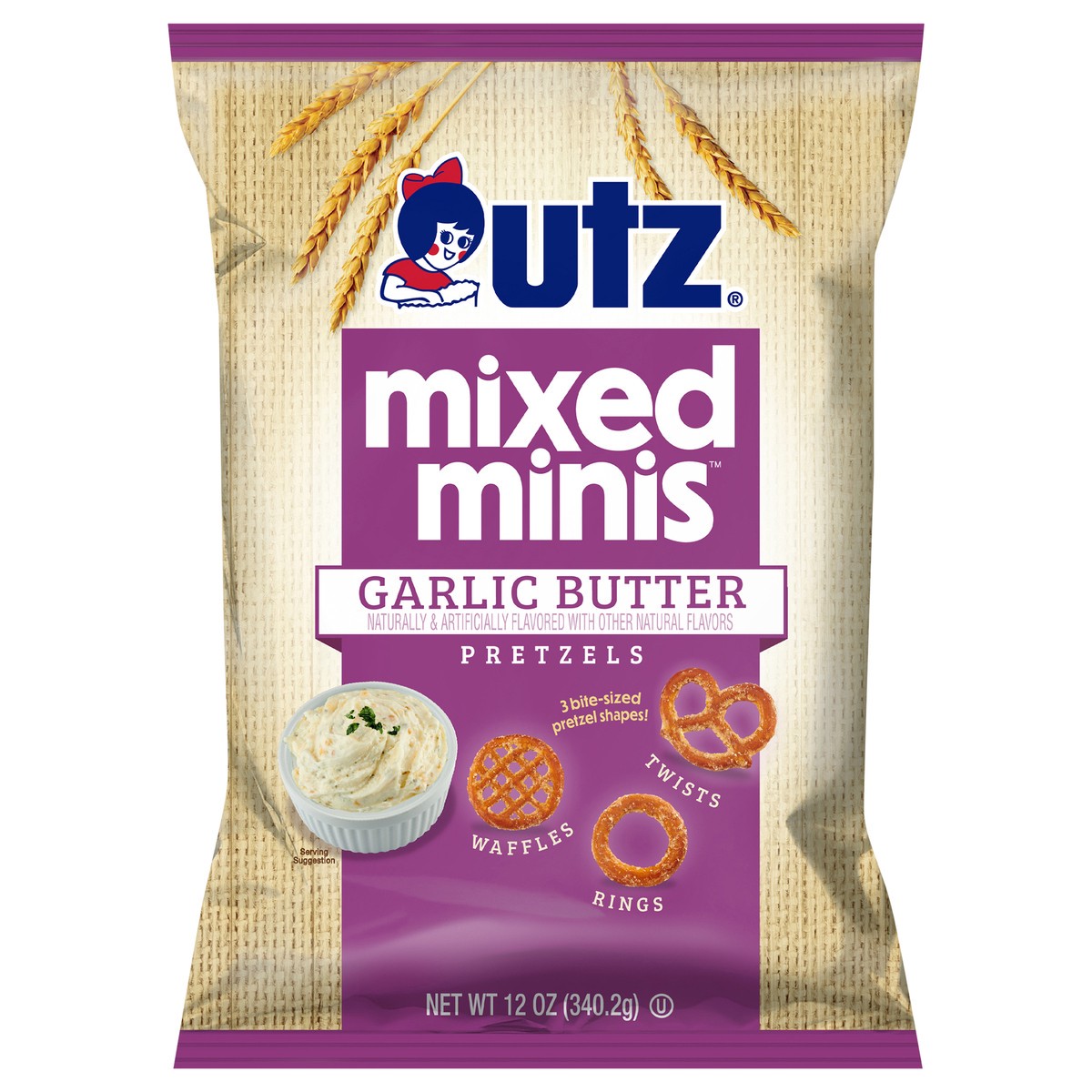 slide 1 of 11, Utz Garlic Butter Mixed Mini Pretzels 12 oz, 12 oz
