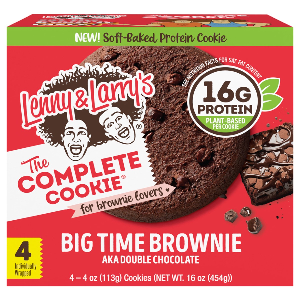 slide 1 of 9, Lenny & Larry's The Complete Cookie, Big Time Brownie, 4oz- 4ct, 4 ct