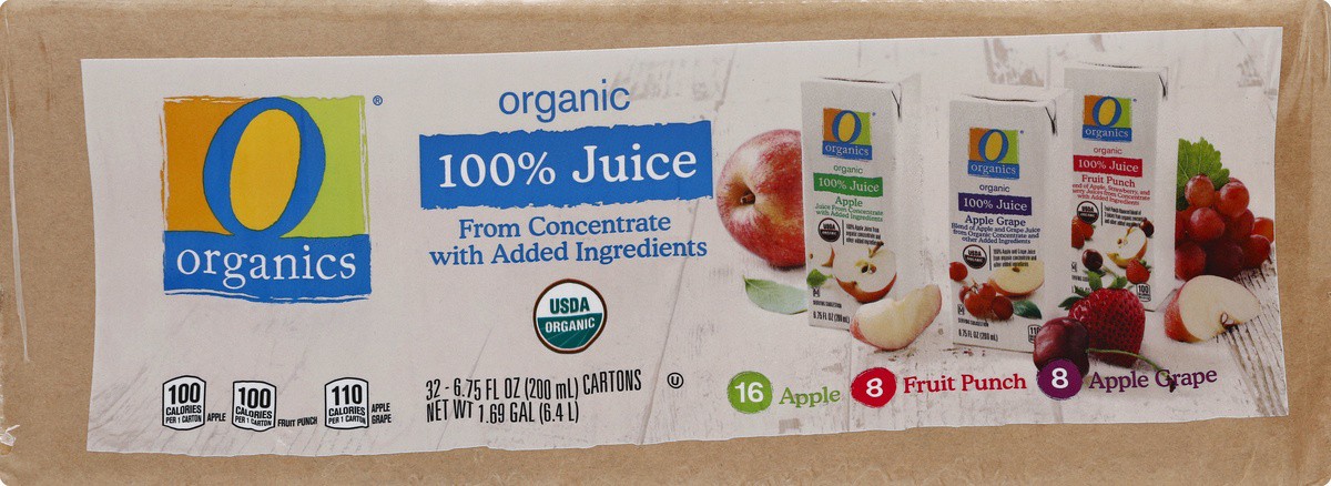 slide 4 of 7, O Organics Family Pack 100% Tetra Juice, 32 ct; 6.75 fl oz