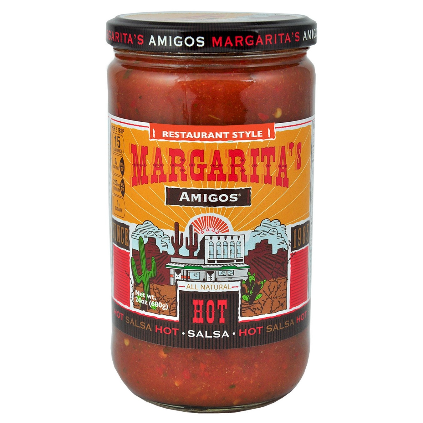 slide 1 of 4, Margarita's Amigos Hot Restaurant Style Salsa 24oz, 24 oz